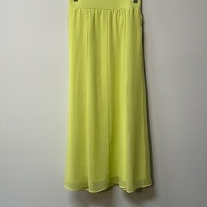 Ruby Rd. Lime green sheer lined elastic waist flowy A-line full skirt maxi large